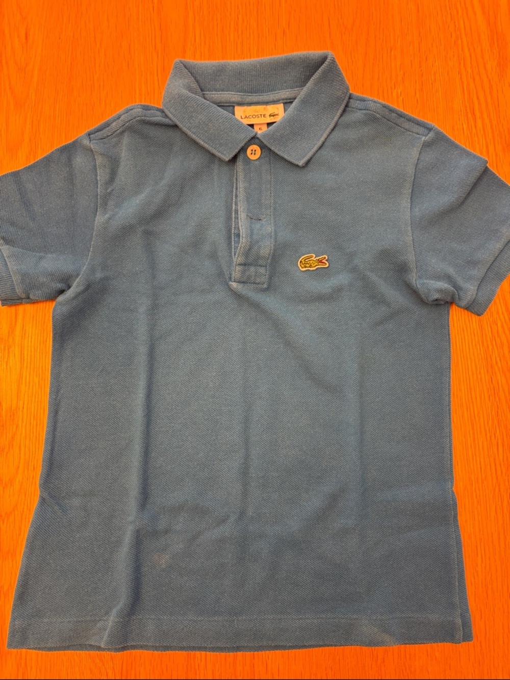 Lacoste Light Blue Boys Short Sleeved Polo with Crocodile Logo - size 6